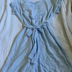 blue and white stripe dress